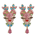 Fashion Whole Sale Jewelry Earrings Gemstone Diamond Christmas Deer Drop Stud Cute Earrings for Children