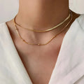 Fashion Jewelry Necklace 2 Layer Snake Bone Multi Layers Beads Stainless Steel Gold Necklace Accessories for Women