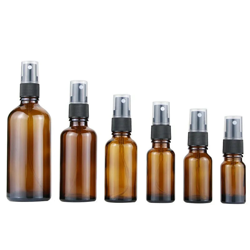 100ml Small Square Empty Refillable Amber Glass Pump Sprayer Bottles for Essential Oils