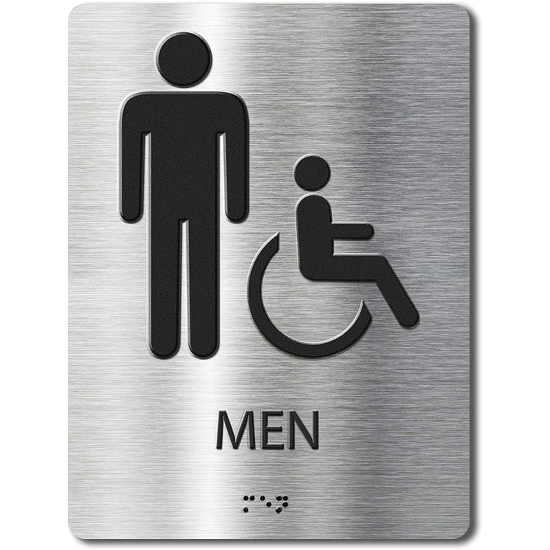 ADA Compliant Braille Bathroom Sign with Easy Installation - 6" W X 8" H