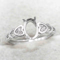 Sterling Silver 6*9mm Semi Mount Ring Frame Empty Blank Support Claw Setting S925 Base Holder Without Center Stone for DIY Inlay