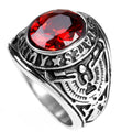 Stainless Steel Retro Titanium Hip-hop Jewelry Elegant Gemstone Ring in Eagle Red Green Blue Black for Engagement & Party