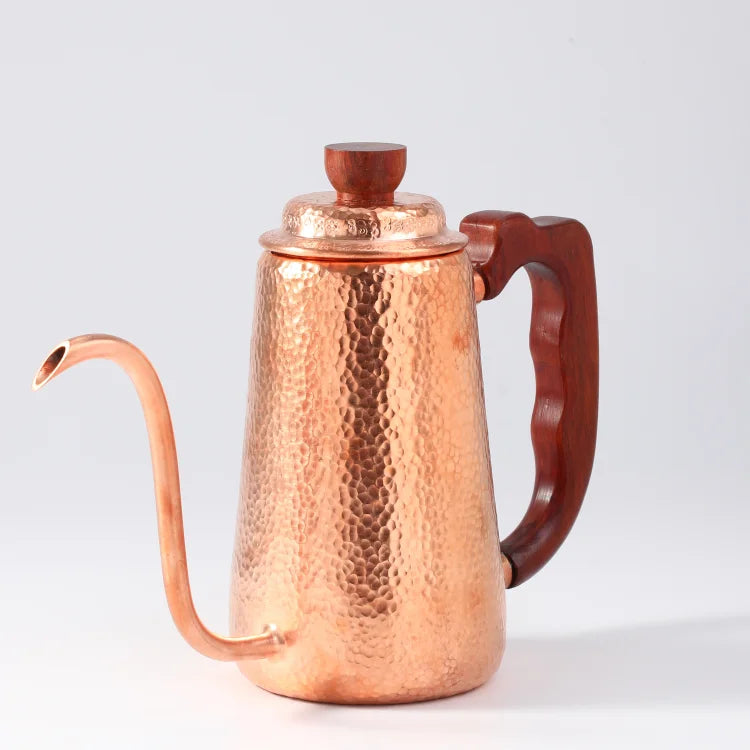 Luxury Golden Rose Wood Handle Knob 700ML Handmade Eco-Friendly Stainless Steel Stocked Coffee Tea Dripping Pot Gooseneck Kettle