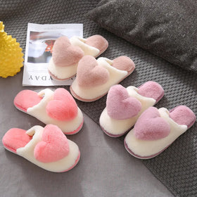 Woman Ladies Faux Rabbit Fur Fluffy Plush love Heart Warm Fuzzy Indoor Home Slipper