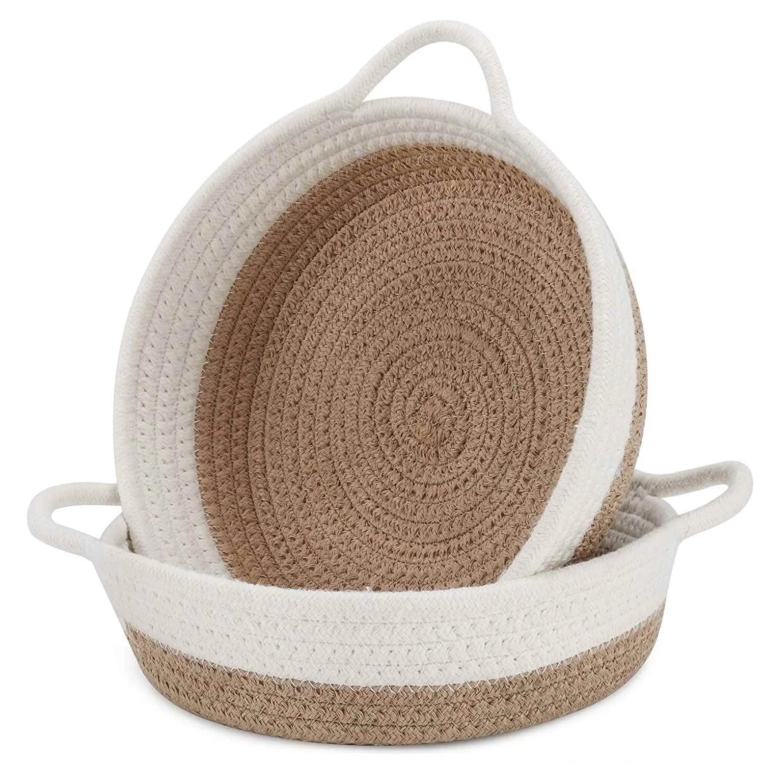 Handmade Wholesale Home Storage and Organization Natural Cotton Rope Basket Woven Baskets