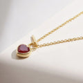 Minimalist Jewelry OT Buckle Gold Plated Red Zircon Heart Pendant Necklace