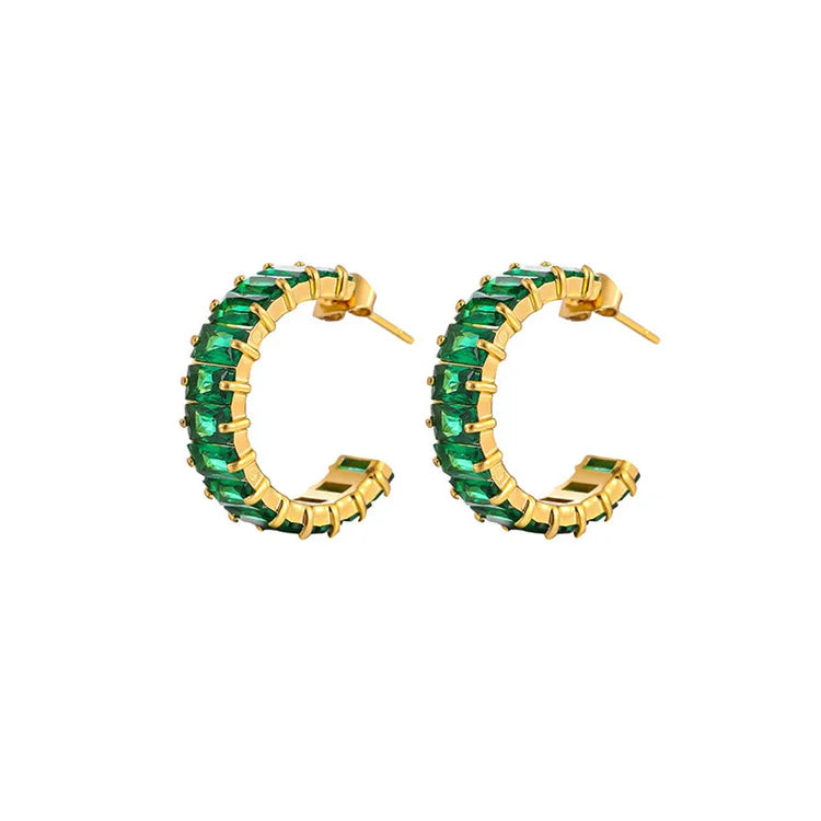 Hot Sale Products Diamond Stud Jewelry 18k Gold Plated c Shape Stud Earrings