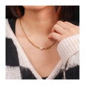 Chris April Simple 316L Stainless Steel PVD Plated Minimalist Cultured Freshwater Pearl Cuban Chain Necklace