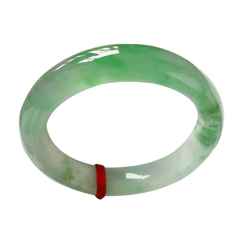 Natural Jade Butterfly Translucent Half White Half Green Bangle Bracelet Unisex Anti-wrinkle Luxury 54-64mm Anniversary