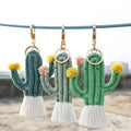 Cute Cactus Keychain Handmade Weaved Exquisite Boho Macrame Keychain Women Braided Bag Charm Keychain