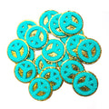 New Arrival Hot Sale Iron on Gold Glitter Trim Embroidery Chenille Patches Turquoise Peace Sign Patch Peace Symbol Logo Applique