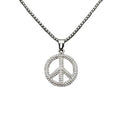 New Men's Hip Hop Jewelry Stainless Steel Gold Plated Diamond Anti-War Peace Sign Pendant Necklace