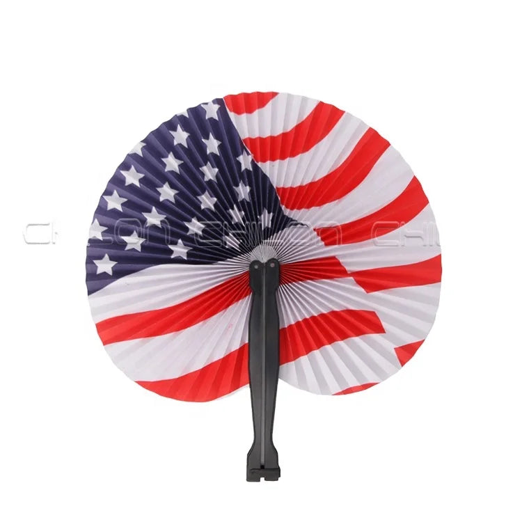 Oriental Round Shaped Handheld Accordion Folding Paper Fans for Wedding Party