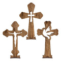 Handmade Tabletop Wooden Nativity  Christians Cross Ornament Family Love Faith Blessed Cross Art Sign