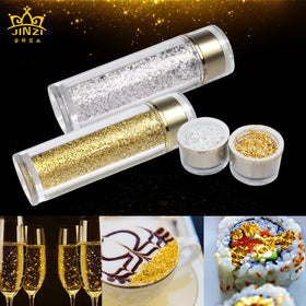 1G One Bottle 99% 24K Genuine Gold and Silver Edible Gold Leaf Flakes for Facial Beauty Cosmetics Food Cake Decoration