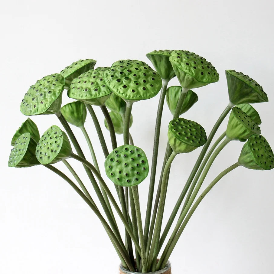 M217 DIY Craft Wedding Bouquet Centerpiece Home Decor Faux Greenery Plant Silk Artificial Lotus Pods on Stems Flower Arrangement