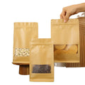 Wholesale Biodegradable Brown Kraft Paper Stand-Up Ziplock Bags for Tea Food & Pet Food Packaging for Potato Chips