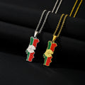 Enameled Portugal Map Chain Necklace Portuguese Stainless Steel 18K Gold Plated Enamel Portugal National Flag Pendant Necklace