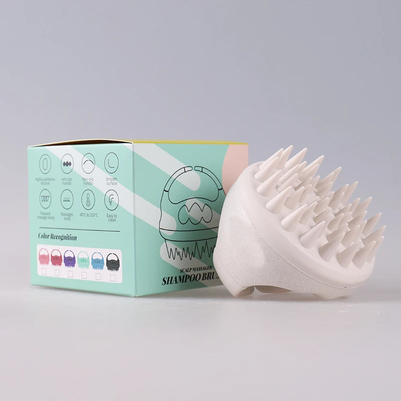 LOHAS Biodegradable Wheat Straw Hair Brush Scalp Massager and Scrubber with Soft Silicone Bristles for Shampoo Brushing