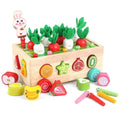 New Design Custom Montessori Children's Wood Fruits Vegetables Shape Matching Car Montessori Education Fishing Toys for Kids