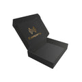 Custom Logo Small Black Mailer Gift Boxes with UV Coating & Embossing Recycled Materials Corrugated Cardboard Business Packaging