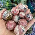 Spiritual Gemstone  Crystal Healing Stone Ball  Folk Crafts Rhodochrosite Mini Sphere  for Collection