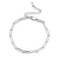 RINNTIN SB120 Joya De Plata Solid 925 Sterling Silver Chain 3.5mm Paperclip Link Hammered Silver Bracelet Jewelry Brazalete