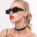 90's Vintage Retro Rectangle Sunglasses for Women Men Thick Black Square Frame Trendy Small Square Gafas De Sol with Logo Lens