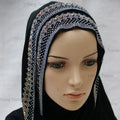 Latest Indonesia Malay Muslim Turban Hijabs Solid Color Beaded Latest Fashion Muslim Cotton Scarf