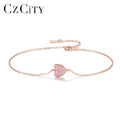 CZCITY Luxury Statement Bracelets Heart Shape Rose Gold Plated Jewelry Cubic Zircon Paving Setting Bracelet