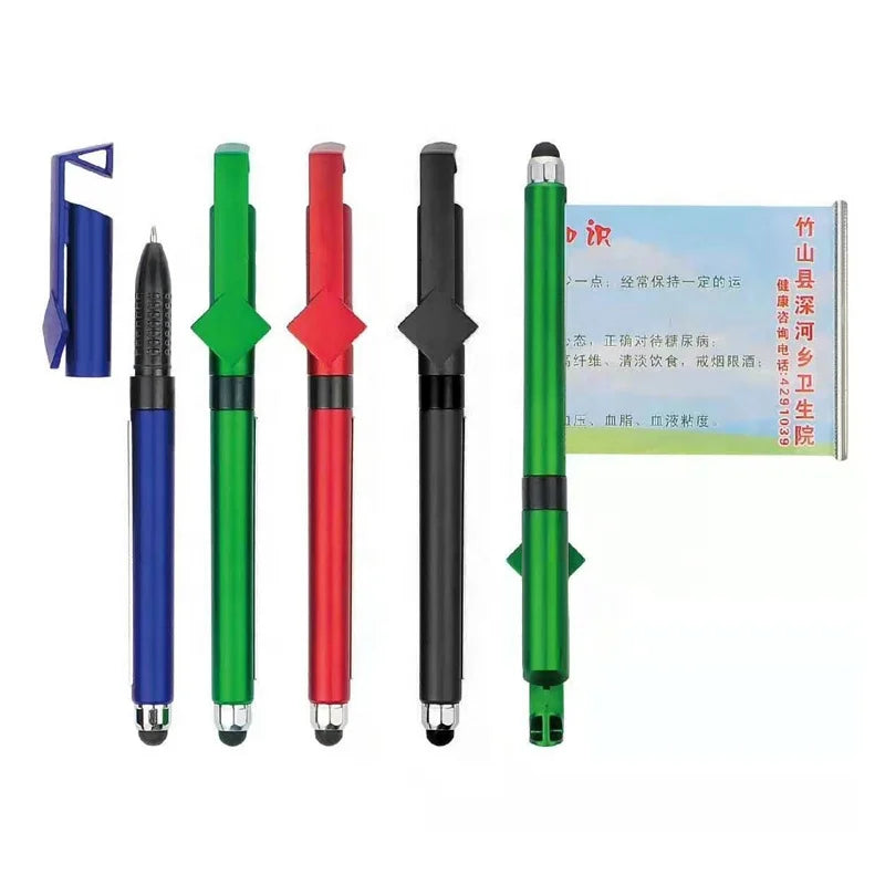 3 in 1 Stylus Pen With Phone Stand / Pull Out Paper Flag Banner Pen/Advertising Retractable Ballpoint Pens