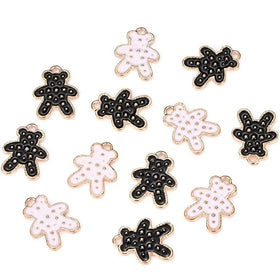 Metal Alloy Enamel Charms Animal Bear Shape Golden Mini Pendants for Necklace Bracelet DIY Crafts Jewelry Keychain Making