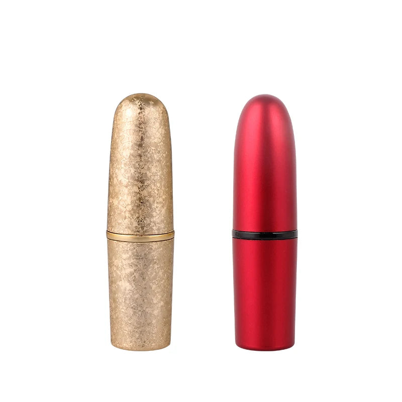 Luxury Bullet Shape Metal Gold Lip Blam Tube Lipstick Containers with Screen Printing 4.3g Capacity in Stock