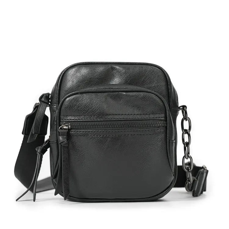 Small No Logo Mobile Phone Pu Leather Sport Side Chest Sling Crossbody Luggage Travel Shoulder Messenger Bag for Men Women