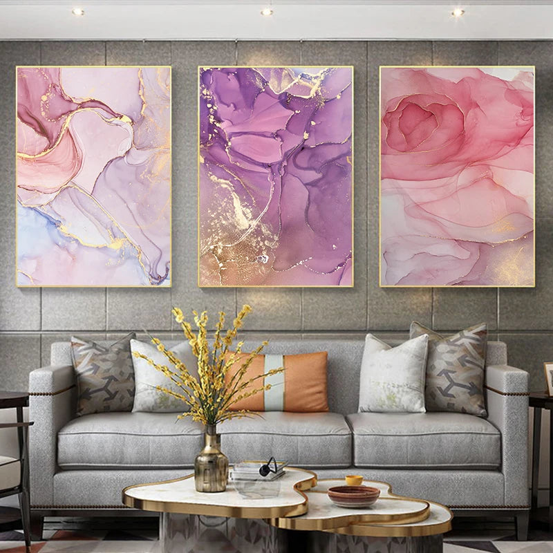 Scandinavian Poster Modern Abstract Canvas Painting Pictures for Guest Room Home Decor Print Wall Art Nordic Colorful Golden