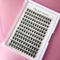 Natural Mink & Fiber Pre-Cut 25mm Long DIY Lash Extension Kit Home Makeup Fan Cluster Eyelashes with 20mm Box Model
