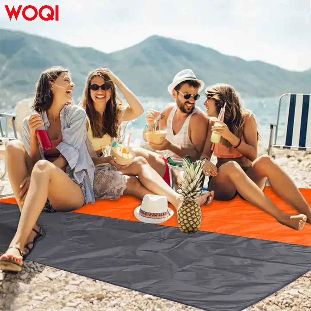 WQ Outdoor Portable Cheap Sand Free Waterproof Beach Mat Custom LOGO Durable Sand Proof Beach Blanket