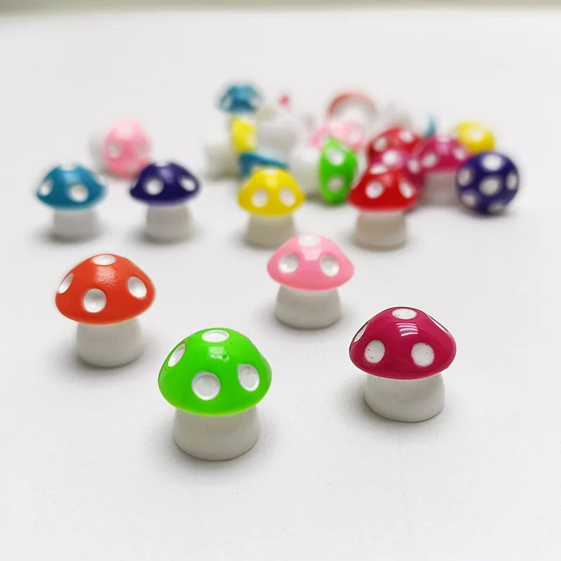 100pcs Per Bag Mini 3d Simulation Mushroom Design Diy Accessories Resin Cabochon Craft