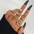 6Pcs/Set Gold Irregular Shaped Pearl Ring Set for Women Jewelry Wholesale