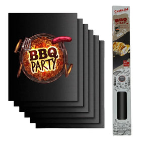 Reusble PTFE BBQ Grill Mat Black Non-stick BBQ Cooking Mat Heat Resistant Oven Liner