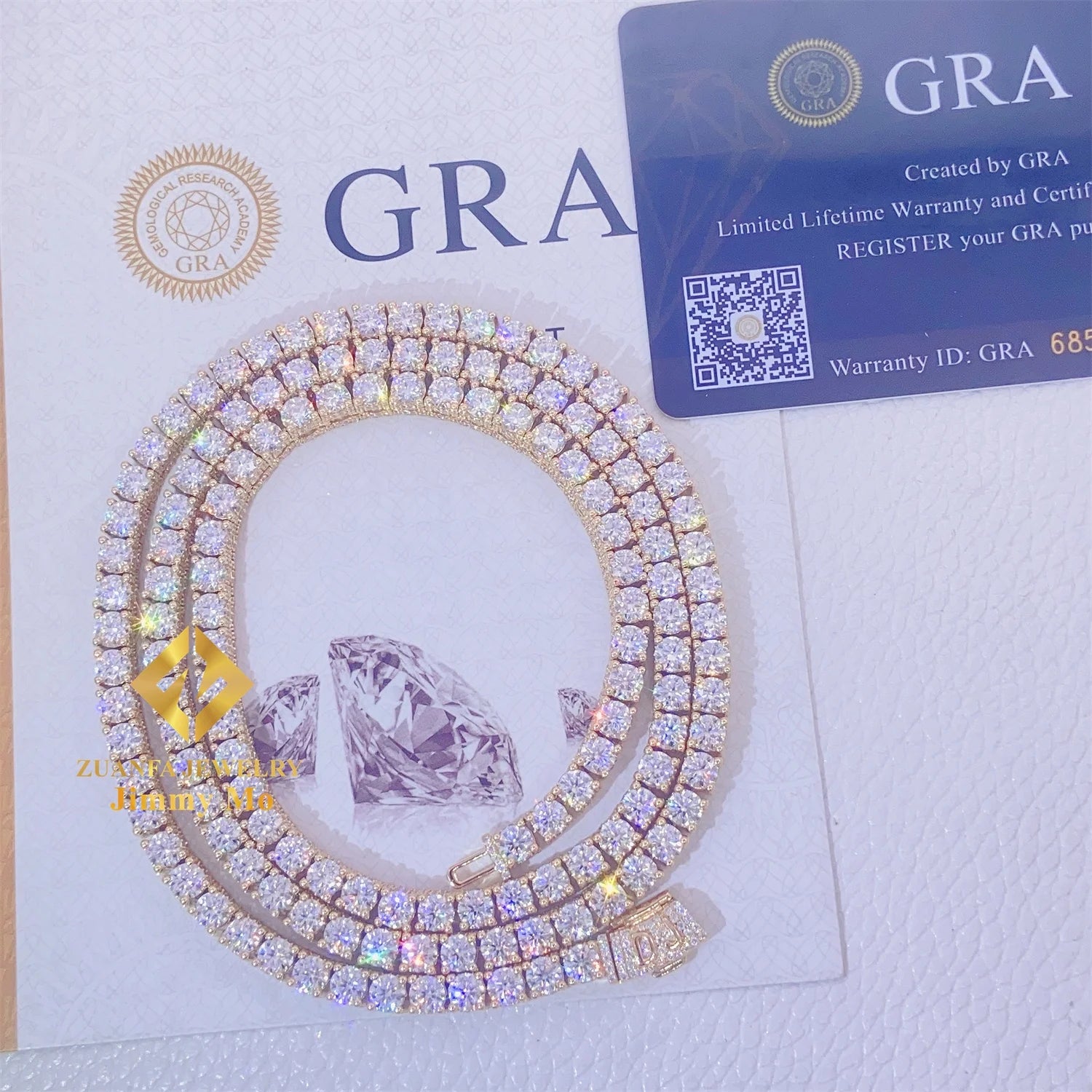 Customized 10k Real Yellow Gold Iced Out Jewelry Hip Hop Chain GRA Certificates 4MM VVS Moissanite Cluster Tennis Chain Necklace