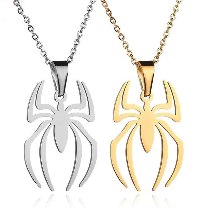 Waterproof Stainless Steel Spider Necklace Personality Creativity Spider Shaped Pendant Titanium Steel Necklace Jewelry