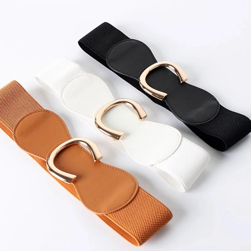 Versatile Female Decorative Belt Chains with Wide Letters and Skirt Fashion Elastic Waist Seal for Sweaters