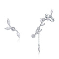 925 Sterling Silver Plum Blossom Stud Earrings with Clear CZ and Zircon Party Jewelry for Women Engagement Occasion-SCE429