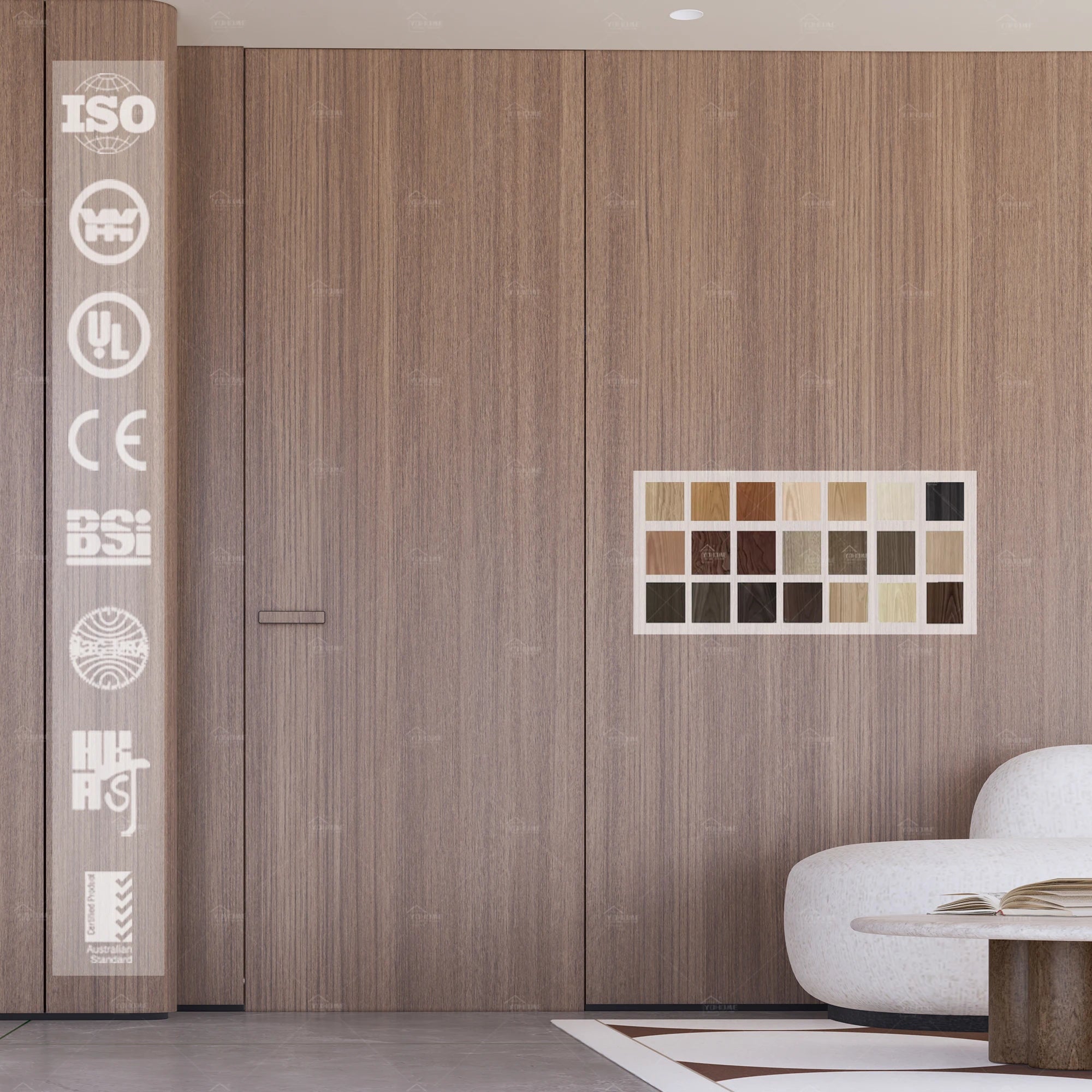 China high quality wood door factory custom invisible door with hardware for villa apartment hotel interior wood frameless doors