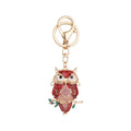 America Hot Sale Colorful Enamel Owl Shaped Keyring Rhinestone Crystal Animal Owl Car Key Chain for Bag