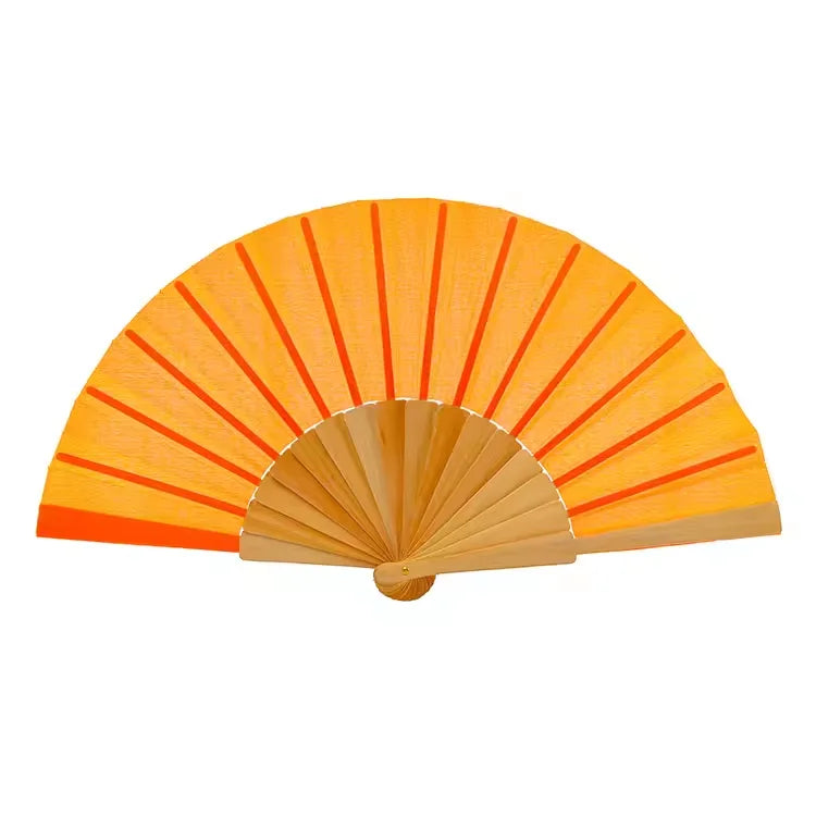 Spanish Customized Printing with Logo Pure Color Wooden Hand Fan for Souvenir MegaBDM