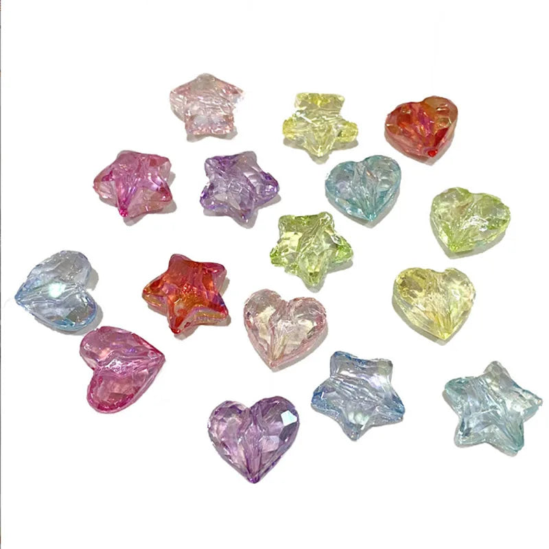 Factory Wholesale 500g/Bag 17*19MM Acrylic Faceted Pentagram Heart Beads Lovely Clear Loose Spacer Bead for Jewelry Making