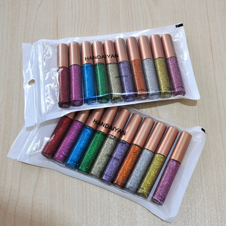 Best China Wholesale 10 Diamond Colors Eye Liner Waterproof Liquid Glitter Eyeliner Set MegaBDM