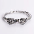 ORDRM Men tiger Head Stainless Steel Twisted Cable Cuff Bracelet